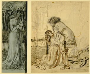 Study for the painted panels on the St. George Cabinet, designed by Philip Webb (detail)